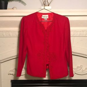 Red vintage embroidered suit jacket